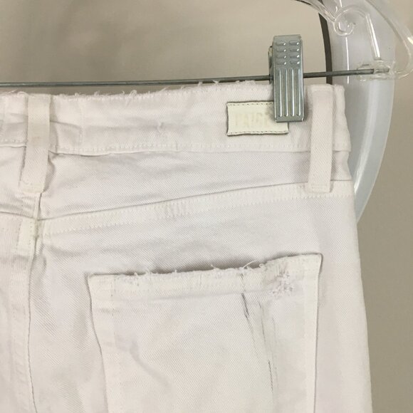 PAIGE Crisp White Destroyed Distressed HOXTON ANKLE 5 Pocket Logo Hardware Jeans - Picture 13 of 16